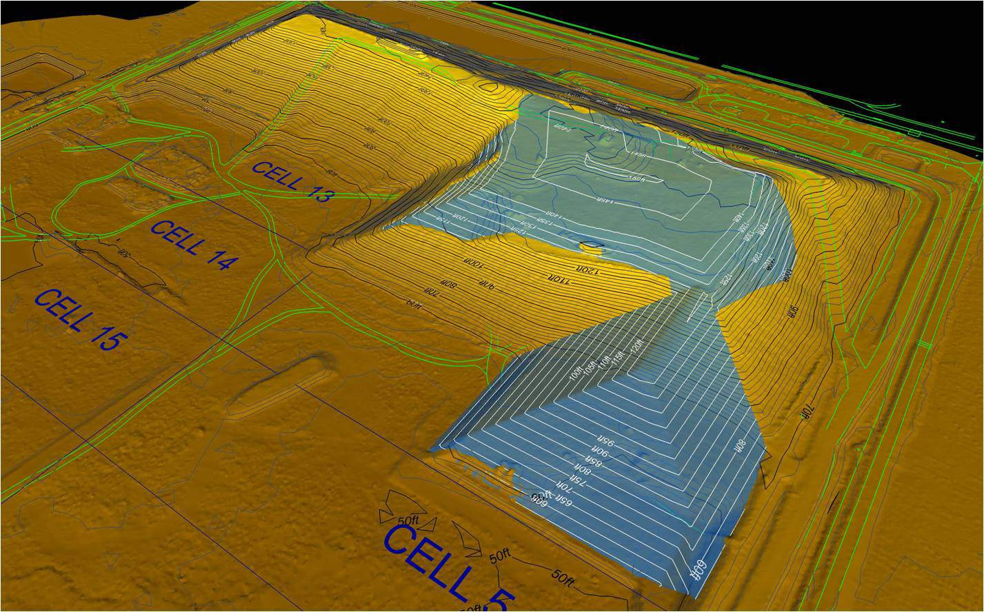 Data visualization of landfill cell capacity